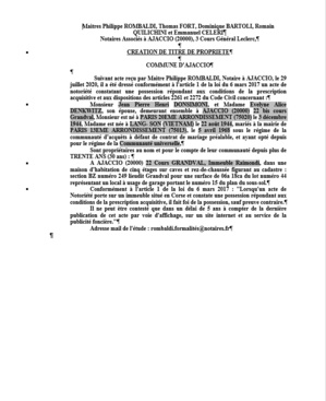 Avis de création de titre de propriété-Commune d'Ajaccio (Corse du Sud) Avis de création de titre de propriété-Commune d'Ajaccio (Corse du Sud)