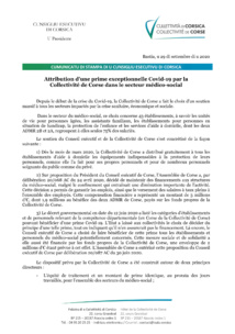 Attribuzioni di una prima eccizziunali Covid-19 da a Cullittività di Corsica in u sittori medicusuciali 