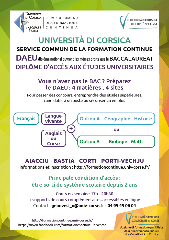 Prugramma d’azzioni cumplimintari d’insignamentu supirirori 2020-2021 di l’Università di Corsica