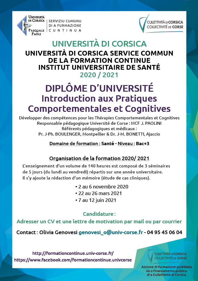 Prugramma d’azzioni cumplimintari d’insignamentu supirirori 2020-2021 di l’Università di Corsica