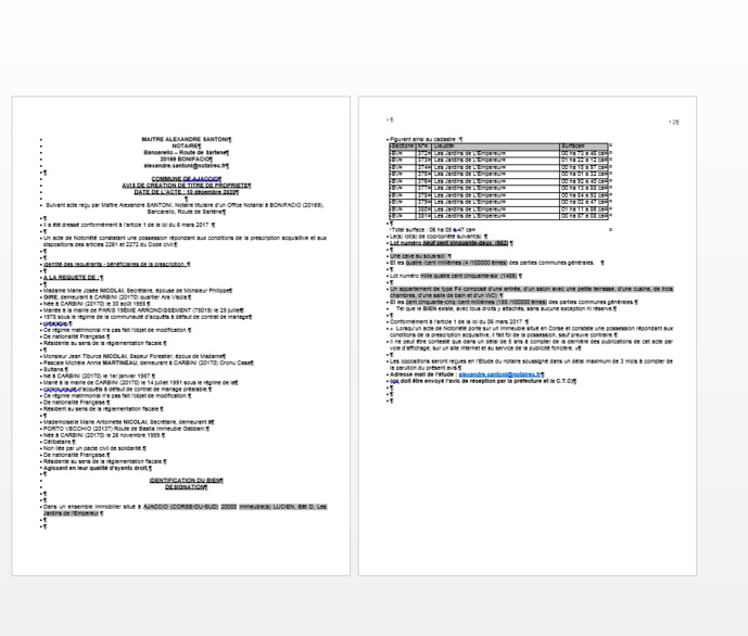 Avis de création de titre de propriété-Commune d'Ajaccio (Corse-du Sud) Avis de création de titre de propriété-Commune d'Ajaccio (Corse-du Sud)