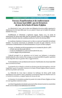Travaux d’amélioration et de renforcement du réseau haut débit : pas de fermeture de jour de la Scala di Santa R’ghjina Travaux d’amélioration et de renforcement du réseau haut débit : pas de fermeture de jour de la Scala di Santa R’ghjina