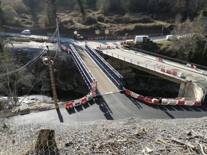RD 506 : Ponte Biancu, Orezza - Mise en circulation du pont provisoire