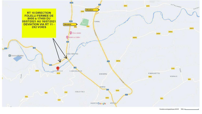 La déviation se fera par la RT11 La déviation se fera par la RT11
