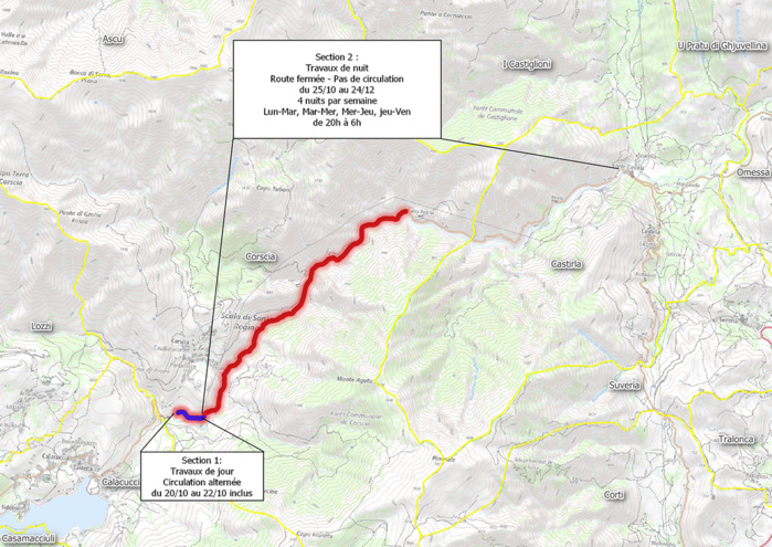 Travaux d’amélioration et de renforcement du réseau haut débit entre Calacuccia et Ponte Castirla sur la RD84