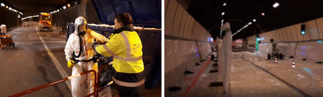 Combinaisons étanches portées par les travailleurs et dispositif de brumisation Combinaisons étanches portées par les travailleurs et dispositif de brumisation