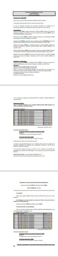 Avis de création de titre de propriété -Commune d'Ajaccio (Corse-du-Sud) Avis de création de titre de propriété -Commune d'Ajaccio (Corse-du-Sud)