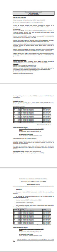  Avis de création de titre de propriété -Commune d'Ajaccio (Corse-du-Sud)