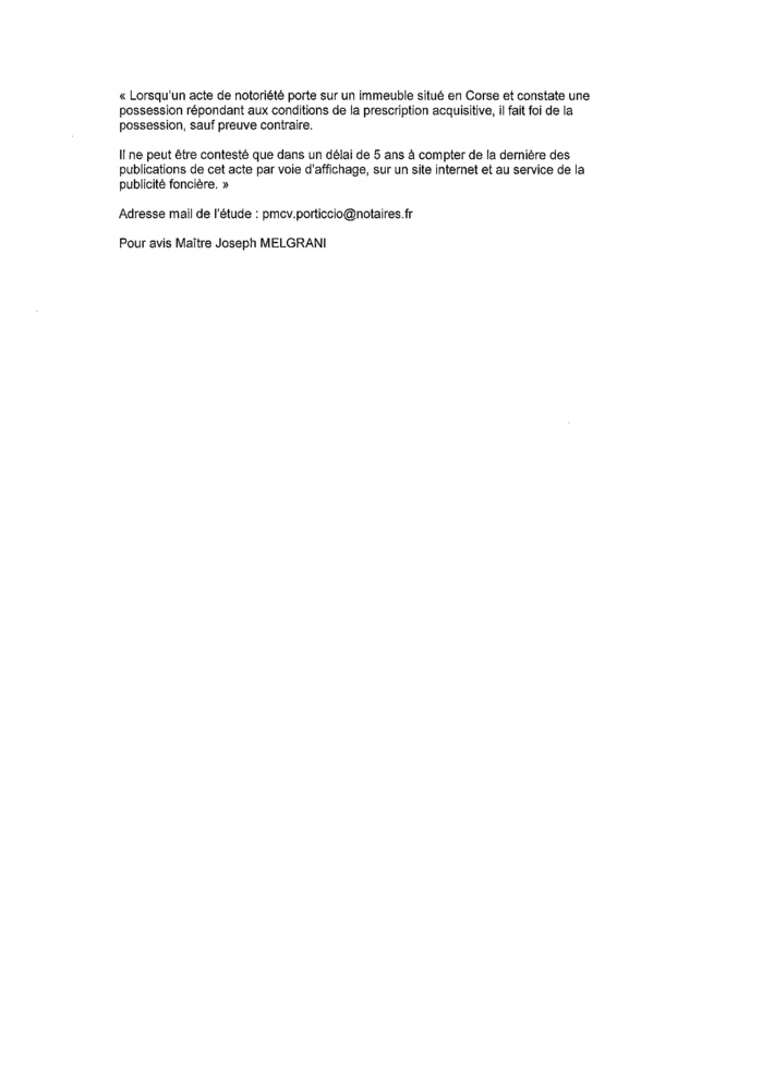 Avis de création de titre de propriété -Commune de Porto-Vecchio (Corse-du-Sud)