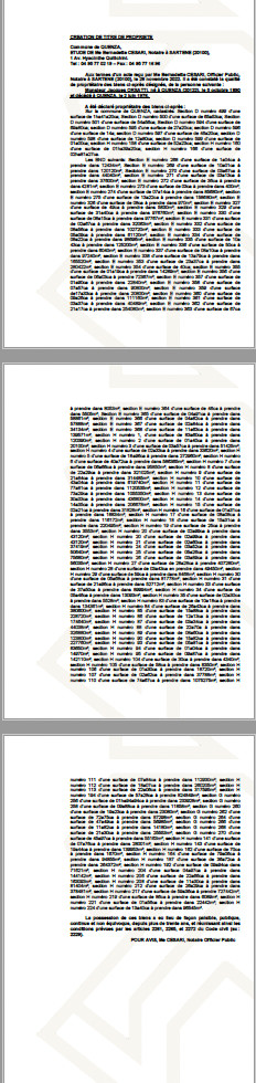 Avis de création de titre de propriété - Commune de Quenza (Corse-du-Sud) Avis de création de titre de propriété - Commune de Quenza (Corse-du-Sud)