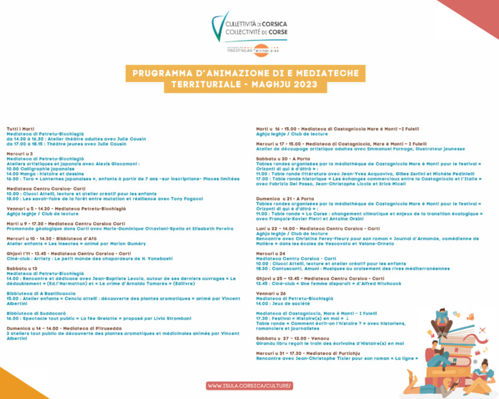 U mese di maghju indè u retale d'animazione di e mediateche territuriale U mese di maghju indè u retale d'animazione di e mediateche territuriale