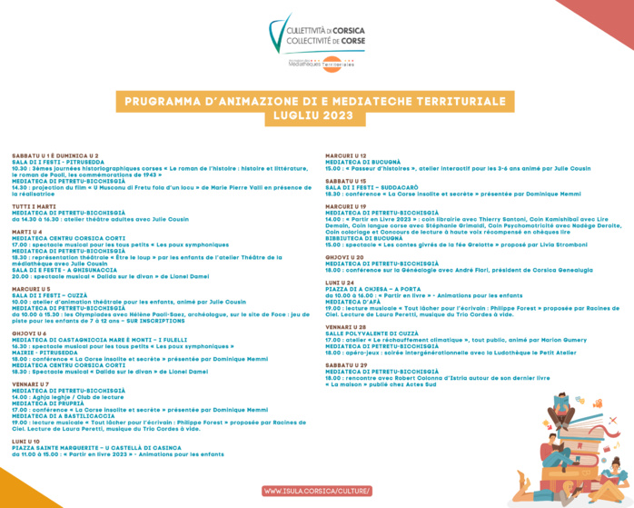 U mese di lugliu indè u retale d'animazione di e mediateche territuriale U mese di lugliu indè u retale d'animazione di e mediateche territuriale