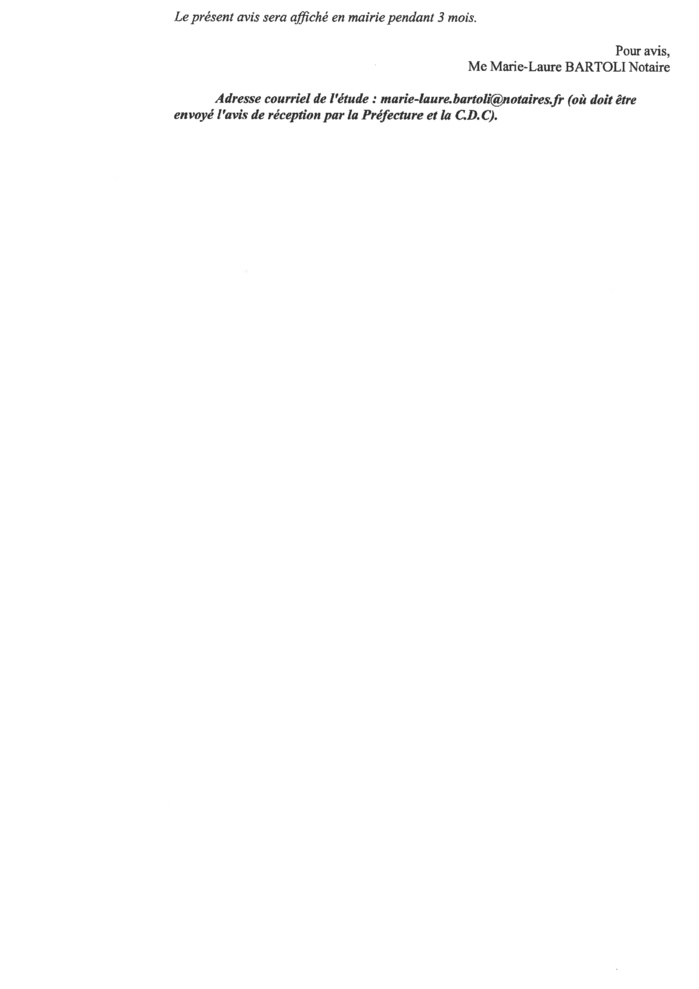 Avis de création de titre de propriété - Commune d'Olmi è Cappella (Cismonte) Avis de création de titre de propriété - Commune d'Olmi è Cappella (Cismonte)