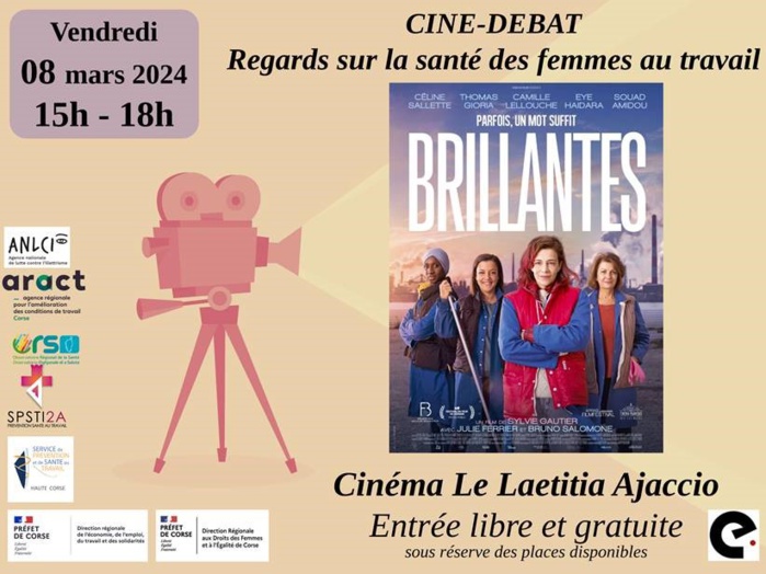 ciné-débat le 08 mars à 15h autour du thème : « La santé des femmes au travail en Corse ». ciné-débat le 08 mars à 15h autour du thème : « La santé des femmes au travail en Corse ».