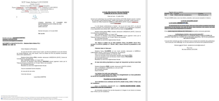 Avis de création de titre de propriété - Commune de Bastia (Cismonte) Avis de création de titre de propriété - Commune de Bastia (Cismonte)