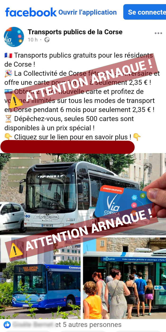 Attenti ! Publications Facebook frauduleuses relatives à une carte des transports Attenti ! Publications Facebook frauduleuses relatives à une carte des transports