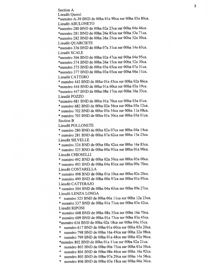 Avis de création de titre de propriété - Commune d'Ortiporiu (Cismonte)