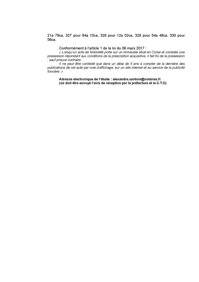Avis de création de titre de propriété - Commune d'A Munacia d'Auddè et Pianottuli è Caldareddu (Pumonti) Avis de création de titre de propriété - Commune d'A Munacia d'Auddè et Pianottuli è Caldareddu (Pumonti)