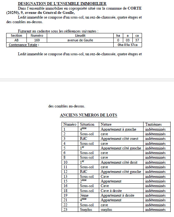 Avis de création de titre de propriété - Commune de Corti (Cismonte)