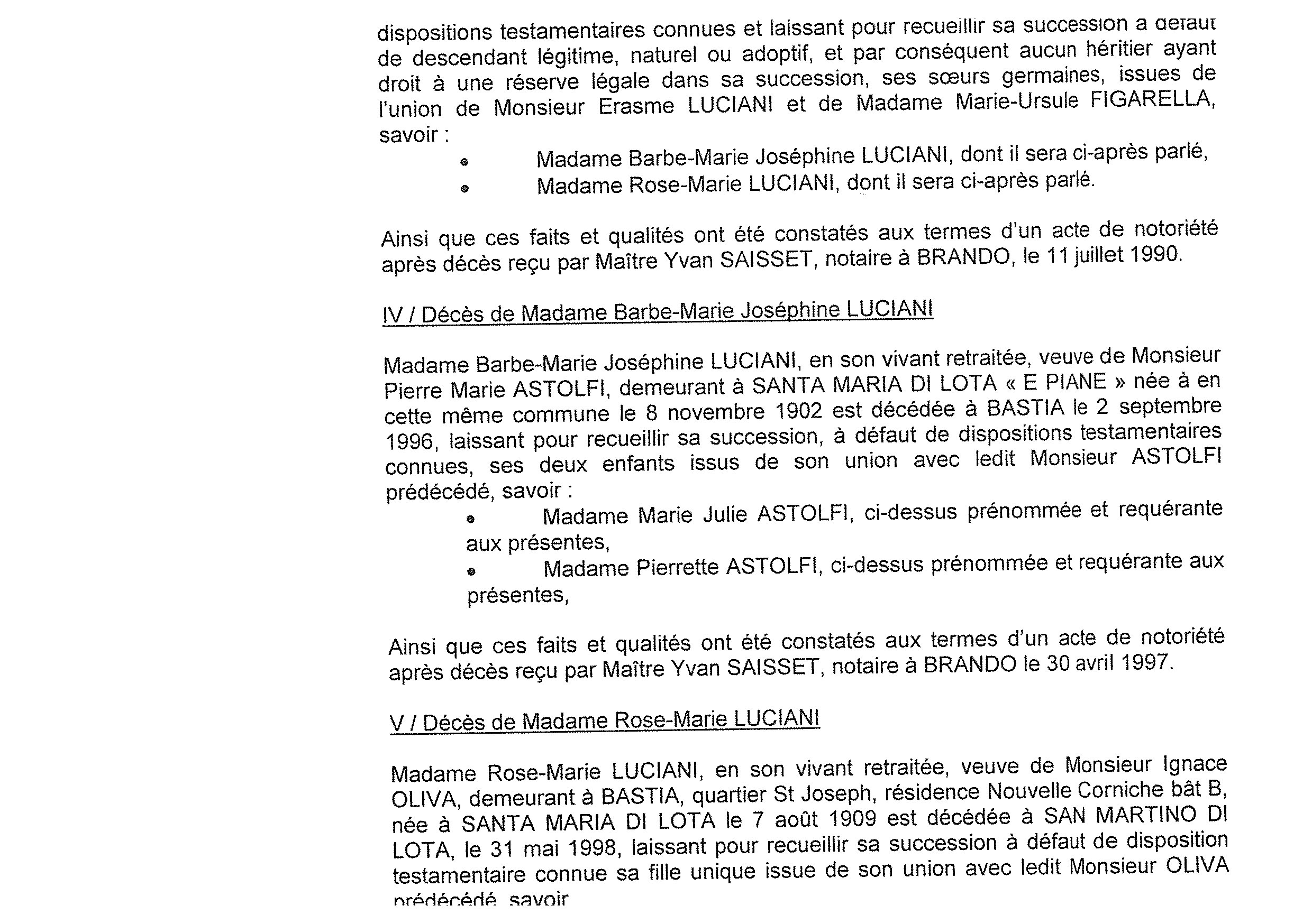 Avis de création de titre de propriété - commune de Santa Maria di Lota (Haute-Corse)