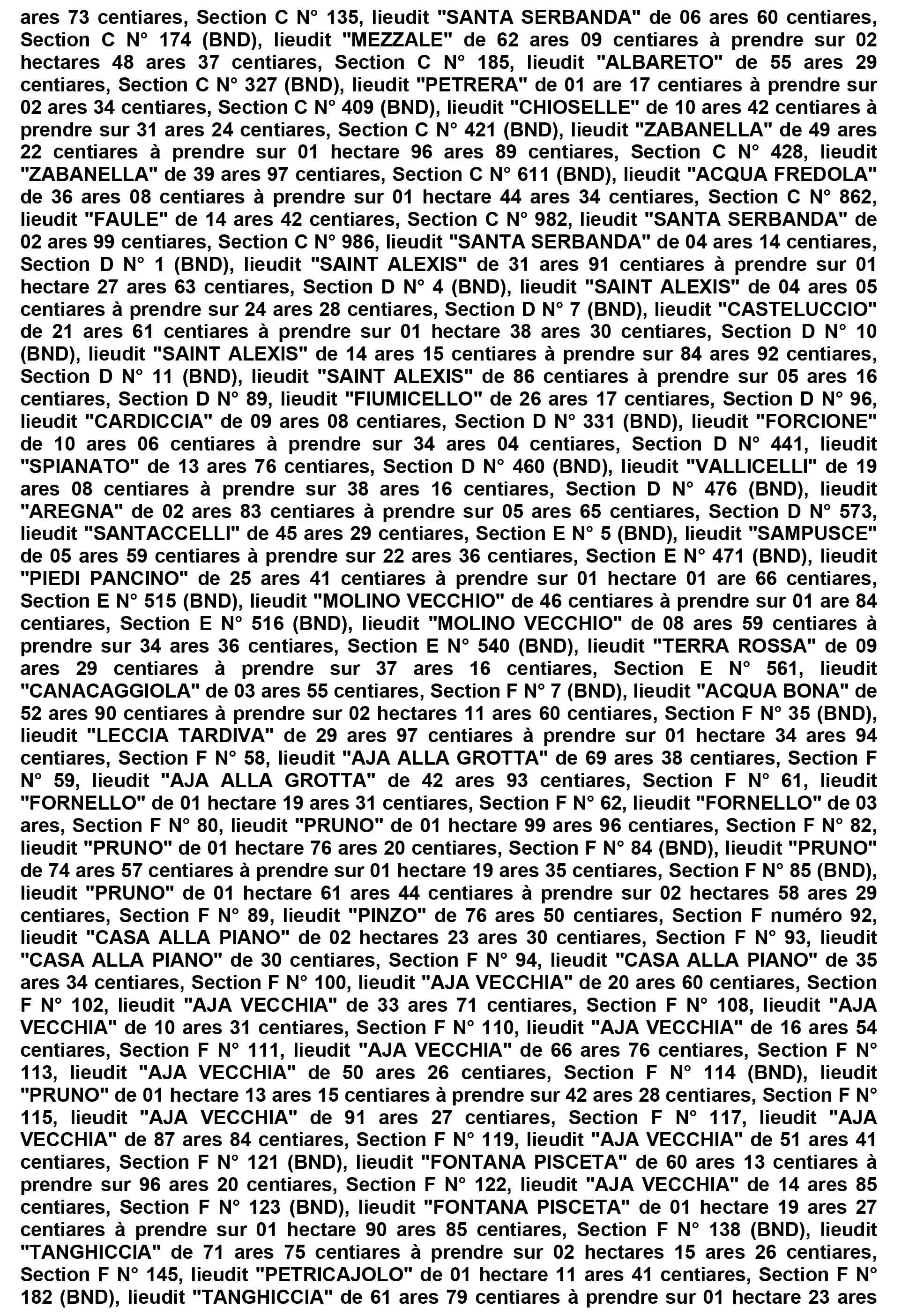 Avis de création de titre de propriété - communes de Tarrano, de Felce et de Valle d'Alesani (Haute-Corse)