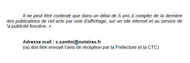 Avis de création de titre de propriété - commune de Canari (Haute-Corse)