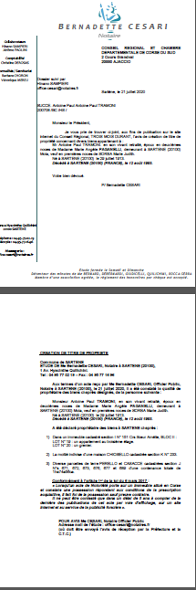Création de titre de propriété - Commune de Sartène (Corse-du-Sud) Création de titre de propriété - Commune de Sartène (Corse-du-Sud)