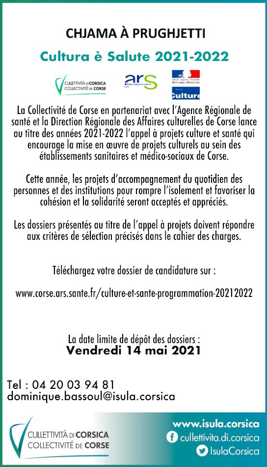 Chjama à prughjetti Cultura è Salute 2021-2022 Chjama à prughjetti Cultura è Salute 2021-2022