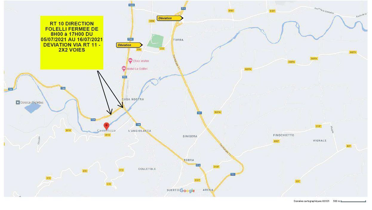 La déviation se fera par la RT11