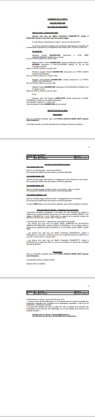 Avis de création de titre de propriété - Commune de La Porta (Haute-Corse)