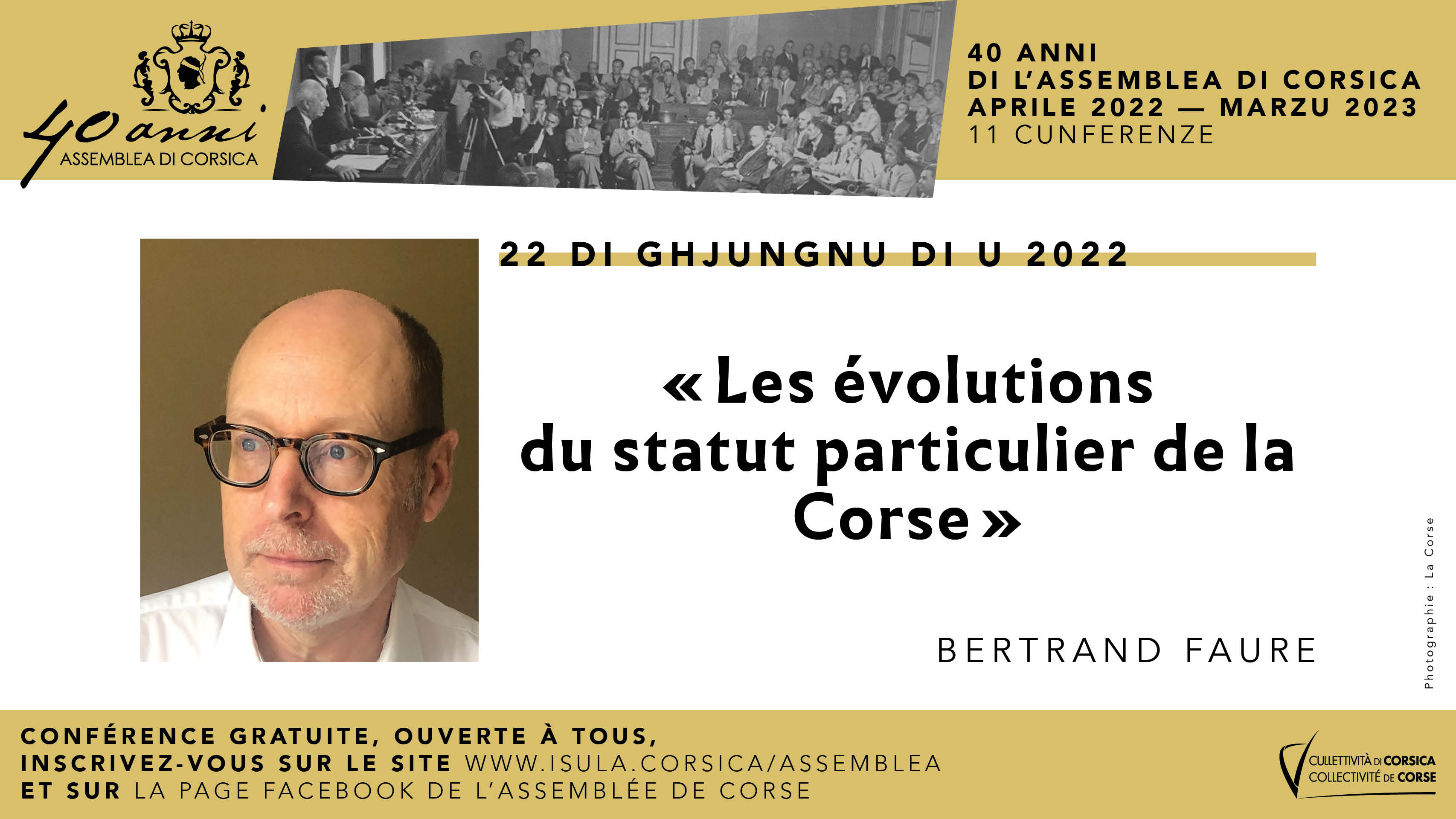 Bertrand Faure poursuit le cycle de conférences consacré aux 40 ans de l'Assemblea di a Corsica