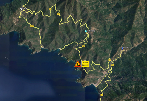 RD 81 Communes de Partinellu et Serriera - Travaux de sécurisation d’une falaise rocheuse surplombant la RD81 dans les calanques de Partinellu