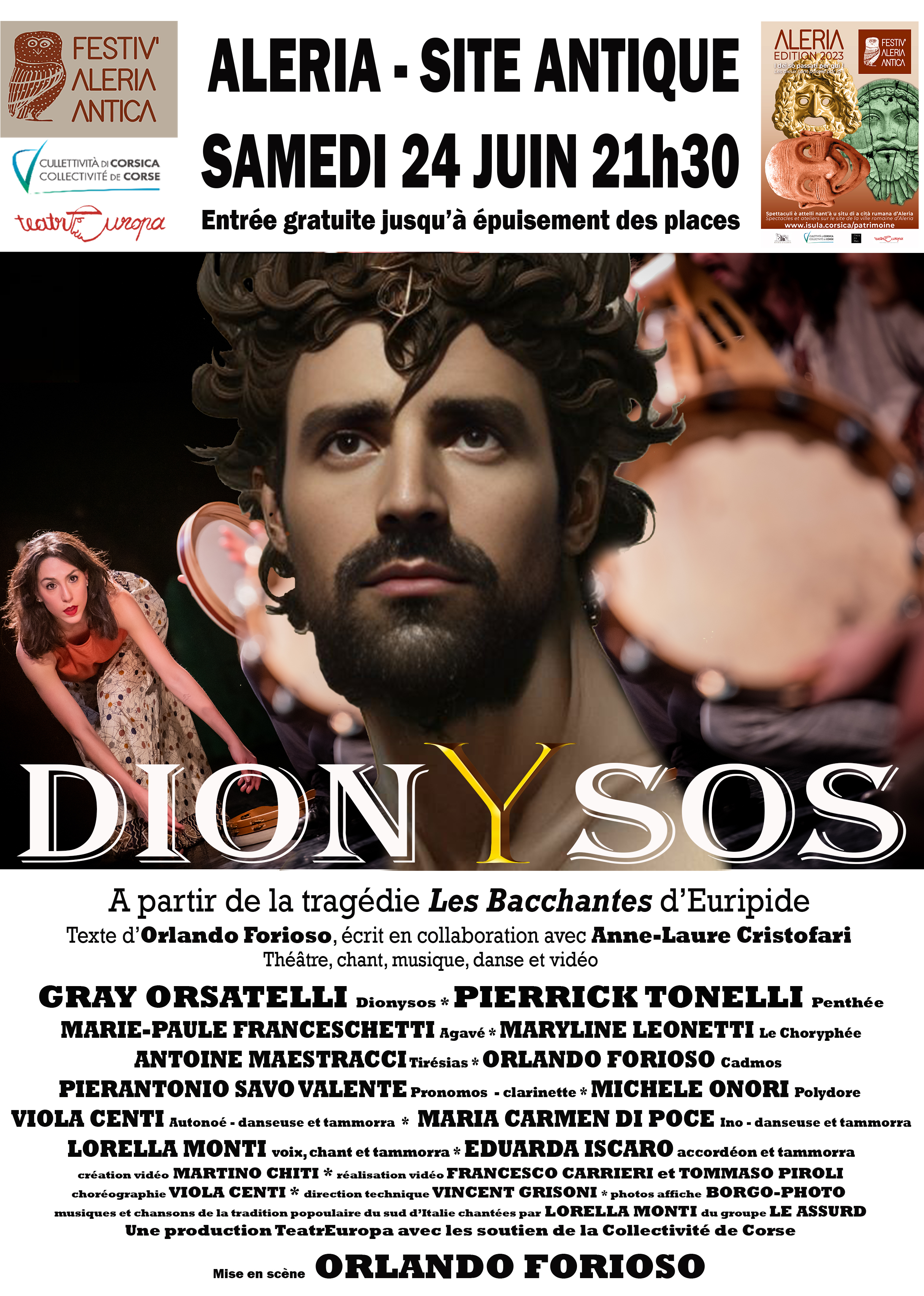Festiv'Aleria Antica : représentation du spectacle grand public "Dionysos" samedi 24 juin 2023