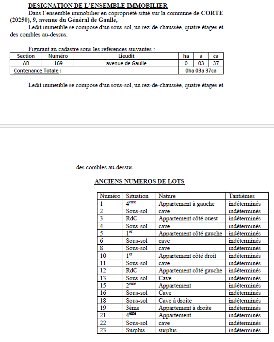 Avis de création de titre de propriété - Commune de Corti (Cismonte)