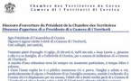 Séance d'installation de la Chambre des Territoires : discours d'ouverture du Président, Gilles Simeoni