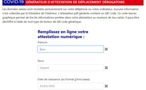 Attestation de déplacement dérogatoire