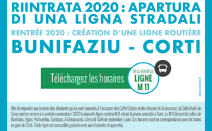 Riintrata 2020 : Apartura di una ligna stradali BUNIFAZIU - CORTI
