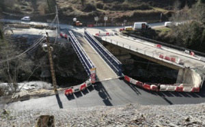 RD 506 : Ponte Biancu, Orezza - Mise en circulation du pont provisoire