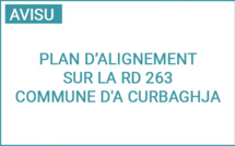 Avis d'établissement d'un plan d’alignement sur la RD 263, entre le village d'A Curbaghja le hameau d’Occiglioni 