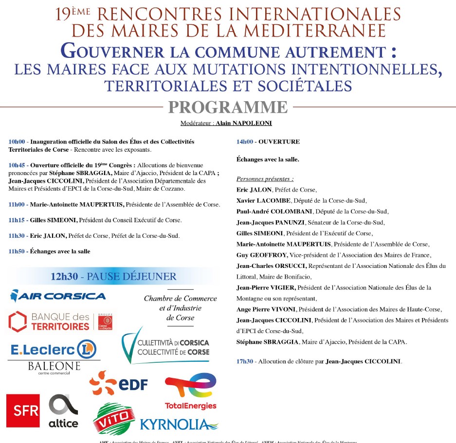 19ème congrès des Maires et Présidents d'EPCI de Corse du Sud, vendredi 24 octobre 2025 19ème congrès des Maires et Présidents d'EPCI de Corse du Sud, vendredi 24 octobre 2025